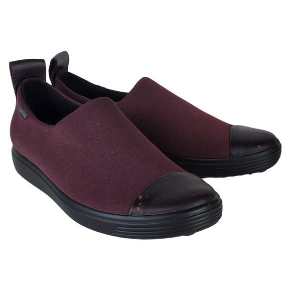 New Ecco the soft 7 gore tex waterproofslip on sneakers burgundy extra width - Picture 6 of 14